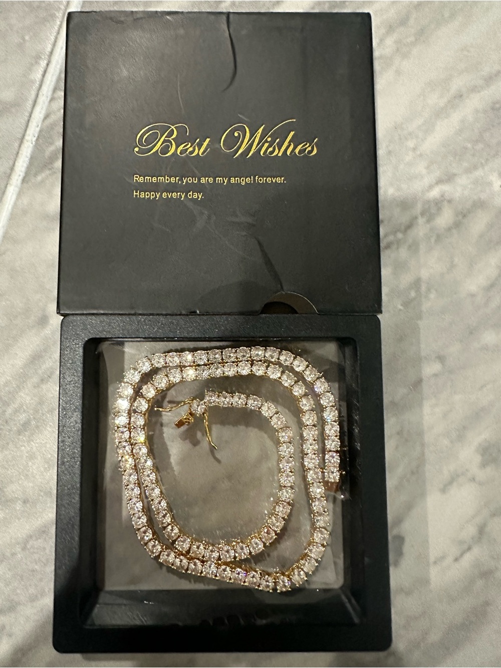 Gold-Tone Crystal Tennis Necklace